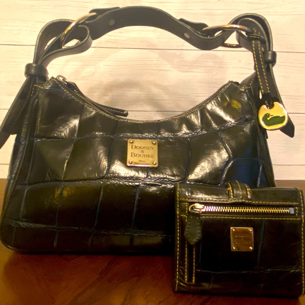 Dooney Croco Embossed Hobo and Wallet
